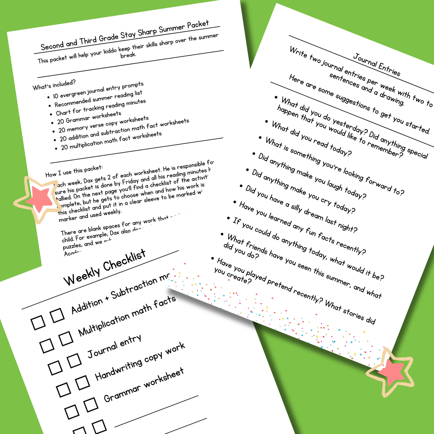 Summer Stay Sharp Packet - 2 to 3rd Grade