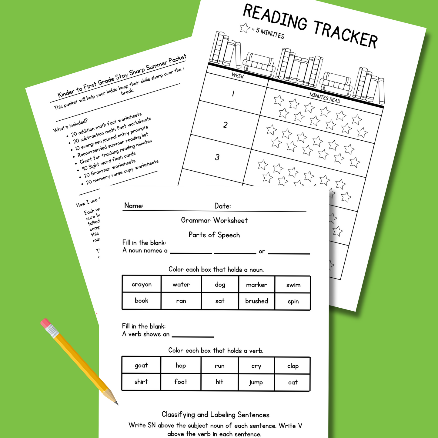 Summer Stay Sharp Packet - K to 1st Grade